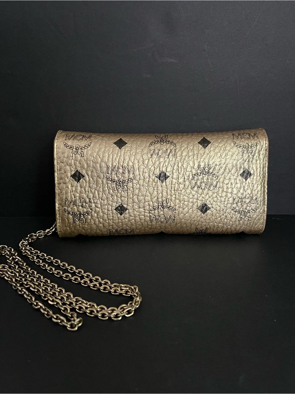 MCM Small Patricia Crossbody Wallet -  Metallic Gold Leather - Picture 10 of 13